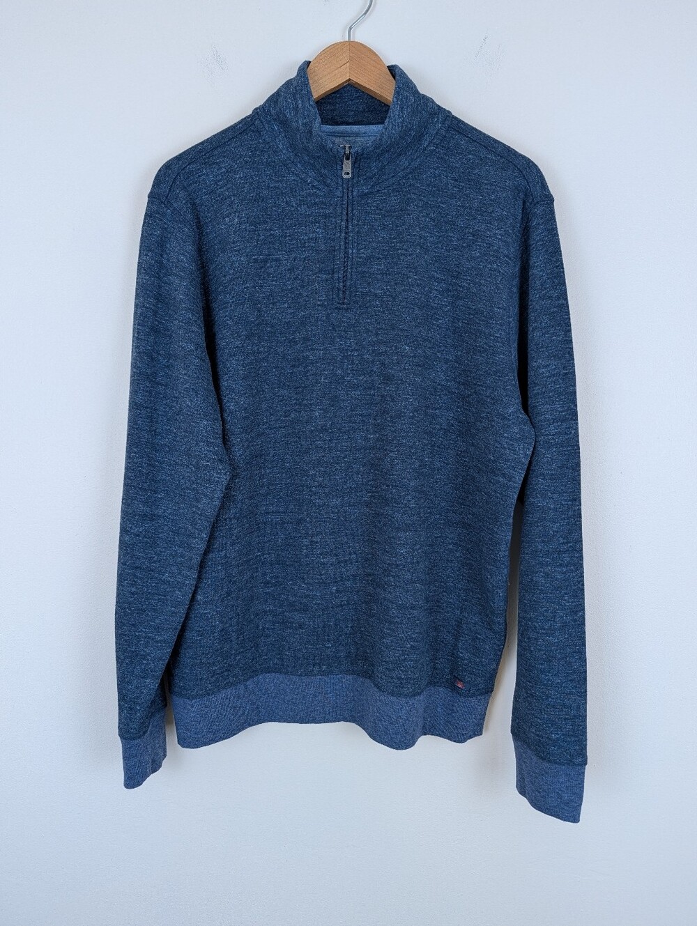Faherty Dual Knit 1/4 Zip Pullover Sweater - Navy